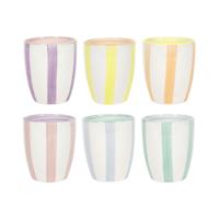 Koffiemok pastel stripes doos a 6 180ml Koffiemok pastel stripes doos a 6 180ml