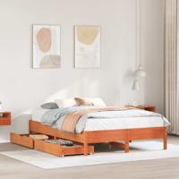 Bedframe zonder matras massief grenenhout wasbruin 135x190 cm