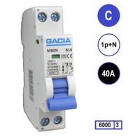 GACIA M80N-C40 installatieautomaat 1p+n C40 6kA (18mm)