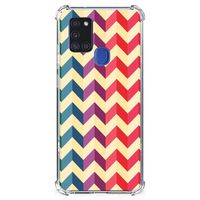 Samsung Galaxy A21s Doorzichtige Silicone Hoesje Zigzag Multi Color - thumbnail