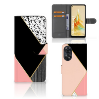 OPPO Reno8 T 4G Book Case Zwart Roze Vormen