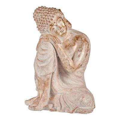 Decoratief tuinfiguur Boeddha Wit/Goud Polyresin (35,5 x 54,5 x 42 cm)
