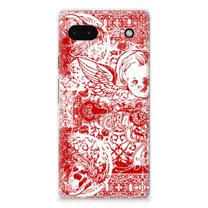 Silicone Back Case Google Pixel 6A Angel Skull Rood