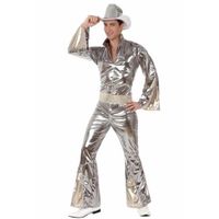 Zilveren disco verkleedkleding heren XL  - - thumbnail