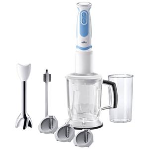 Braun 4191-MQ5260WHBL Staafmixer 1000 W Met maatbeker, Met mixbeker, Turbofunctie Wit-blauw