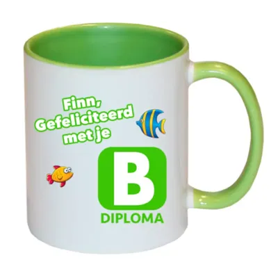 Zwemdiploma B mok met naam (groen)