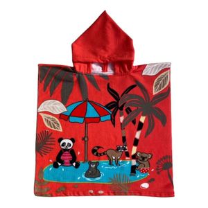 Bad cape/poncho voor kinderen dierenprint 60 x 120 cm microvezel One size  -