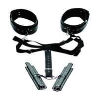 XR Brands Eenvoudige Toegang Thigh Harness met Wrist Cuffs
