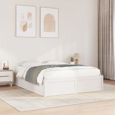 Bedframe zonder matras massief grenenhout wit 150x200 cm