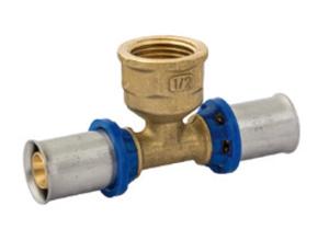 Kirchhoff Messing adapter T-stuk, blank, 20 mm x 3/4"H x 20 mm, persfitting voor meerlagenbuis - 988721355