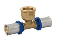 Kirchhoff Messing adapter T-stuk, blank, 26 mm x 3/4"H x 26 mm, persfitting voor meerlagenbuis - 988721555