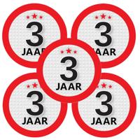 3 jaar leeftijd sticker - 5x - rond - Dia 9 cm - 3 jaar verjaardag - jubileum - leeftijd versiering