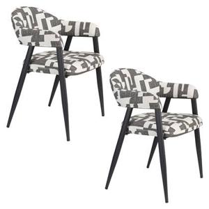 Dutchbone Miyo Eetkamerstoelen met armleuning Wit| Zwart - Set van 2