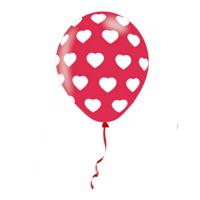 Feest ballonnen met hartjes motief - 6x stuks - rood - 27.5 cm - Valentijnsdag/huwelijk thema