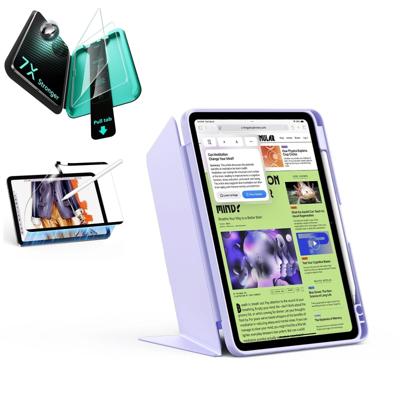 iPad Air 11" (M4) 2026 Bundle Flip Magnetic Case with Pencil Holder, Paper-Feel Magnetic & Armorite® Protection - Light Purple