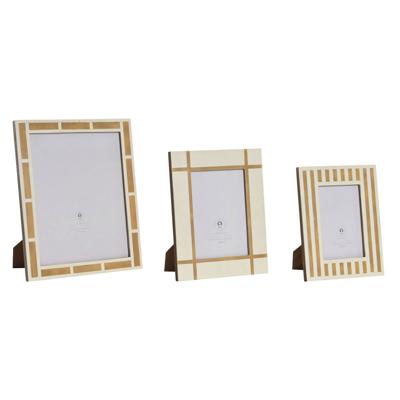 Fotolijsten Home ESPRIT Wit Natuurlijk Hars Bot (3 Stuks)