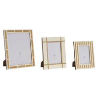 Fotolijsten Home ESPRIT Wit Natuurlijk Hars Bot (3 Stuks)