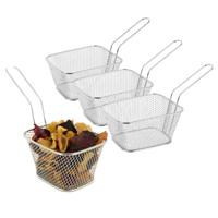 Frietmandje/patatjes serveermandje - 8x - zilver - metaal - 23 x 14 x 11 cm - draadmandje Frietmandje/patatjes serveermandje - 8x - zilver - metaal - 23 x 14 x 11 cm - draadmandje