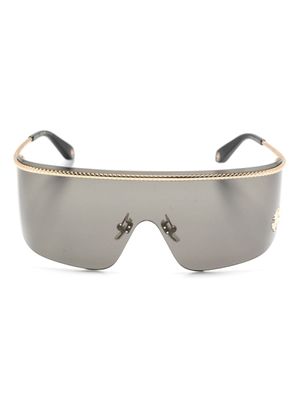 Roberto Cavalli lunettes de soleil couvrantes à logo gravé - Noir