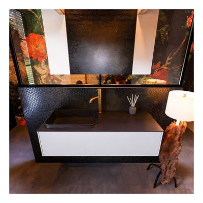 MONDIAZ ERIN 120cm badmeubel onderkast kleur cale met 1 lade wastafel links 1 kraangat kleur urban