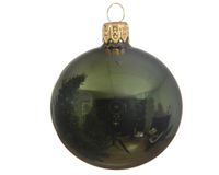 1 Glazen kerstbal glans 15 cm dennen groen - Decoris - thumbnail