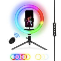 Nikkei RLIGHTXMINI Ringlamp met Statief Smartphone - Ring light - 10 Inch - RGB Kleuren en Effecten - Afstandsbediening - thumbnail