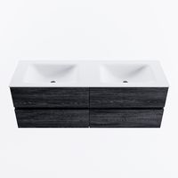 MONDIAZ VICA 140cm badmeubel onderkast Antracite 4 lades. Wastafel CLOUD dubbel 2 kraangaten, kleur Talc.