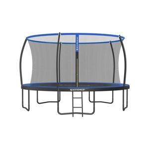 ronde tuintrampoline met ladder en gevoerde stangen, zwart blauw