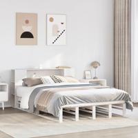 Bed met boekenkast zonder matras massief hout wit 160x200 cm