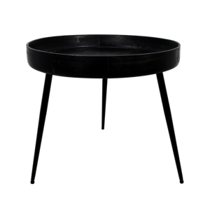 Bijzettafel Ventura Rond - 60x52-Zwart-Mango/Metaal