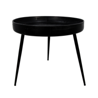 Bijzettafel Ventura Rond - 60x52-Zwart-Mango/Metaal