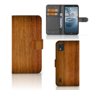 Nokia C2 2nd Edition Book Style Case Donker Hout