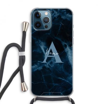 Midnight Marble: iPhone 12 Pro Max Transparant Hoesje met koord