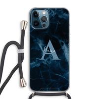 Midnight Marble: iPhone 12 Pro Max Transparant Hoesje met koord