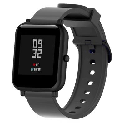 Siliconen glanzende sport polsband voor Huami Amazfit bip Lite versie 20mm (zwart)