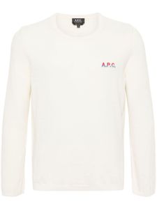 A.P.C. pull en coton à logo brodé - Tons neutres