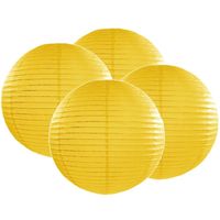 4x stuks luxe bol vorm lampion geel 35 cm - Feestlampionnen