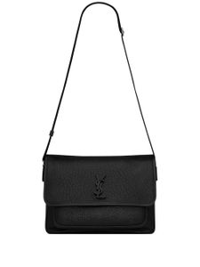 Saint Laurent sacoche à plaque logo - Noir