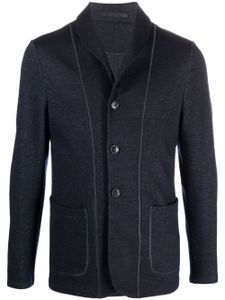 Giorgio Armani blazer droit à bords contrastants - Bleu