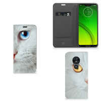 Motorola Moto G7 Power Hoesje maken Witte Kat - thumbnail
