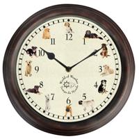 Wandklok met hondengeluiden - 30 x 5 cm - Woondecoratie - Kantoor - Klokken