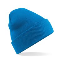 Basic dames/heren beanie wintermuts 100% soft Acryl in kleur saffier blauw One size  - - thumbnail