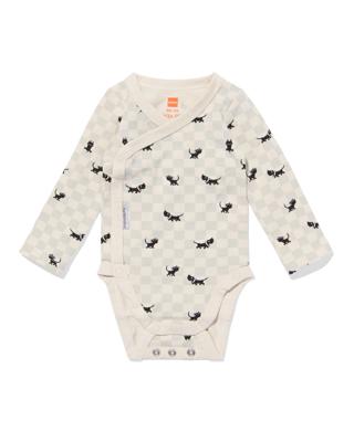 HEMA Takkie newborn meegroei overslagromper ruiten ecru (ecru)