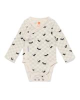 HEMA Takkie newborn meegroei overslagromper ruiten ecru (ecru)