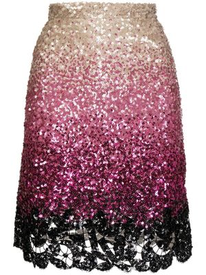 Ermanno Scervino robe courte brodée de sequins à effet dégradé - Rose