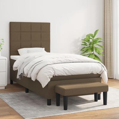 Boxspring met matras stof donkerbruin 90x200 cm