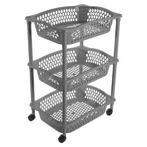 Keuken opberg trolleys/roltafels met 3 manden 62 cm donkergrijs