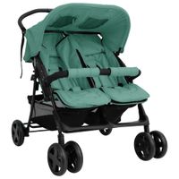 VidaXL Tweelingkinderwagen staal groen VidaXL Tweelingkinderwagen staal groen