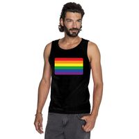 Regenboog vlag singlet shirt/ tanktop zwart heren