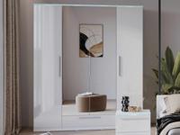 Kledingkast INDIRA 4 deuren 1 lade wit/glanzend wit met led